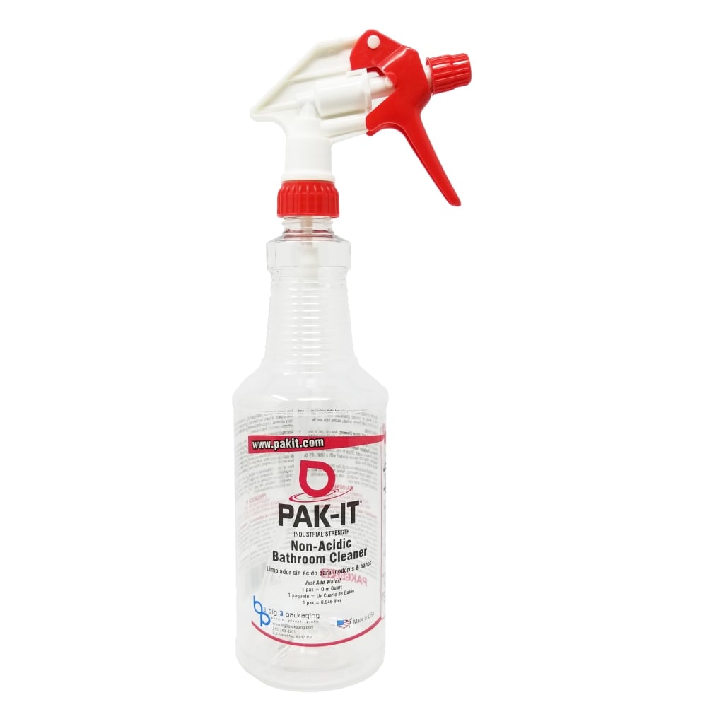 PAK-IT Color-Matching Trigger Spray Bottle, For Non-Acid Bathroom Cleaner, 32 Oz, Red (Min Order Qty 17) MPN:PAK5824B-12