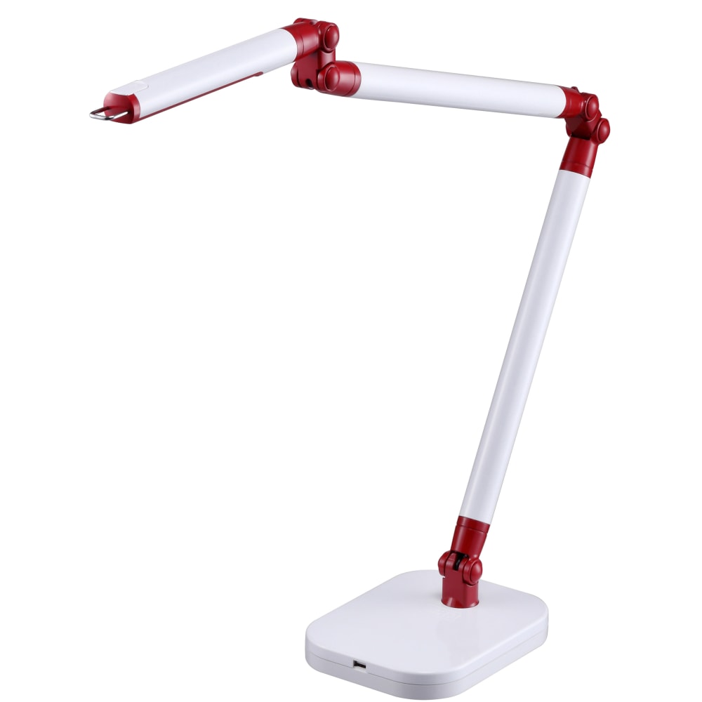 BLACK+DECKER PureOptics Summit Flex Ultra Reach LED Clamp-On Desk Lamp, Adjustable, 29 1/2inH, Red/White MPN:LED10ARC-WHTRED