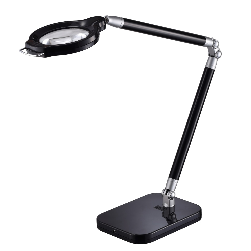 BLACK+DECKER PureOptics Summit Zoom Ultra Reach Magnifier LED Clamp-On Desk Lamp, Adjustable, 29inH, Black MPN:LED10ARCMAG-BLK