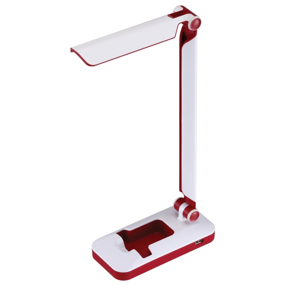 BLACK+DECKER PureOptics Verve Folding LED Desk Lamp, Adjustable, 16inH, Red/White MPN:LED3FOLD-WHTRED