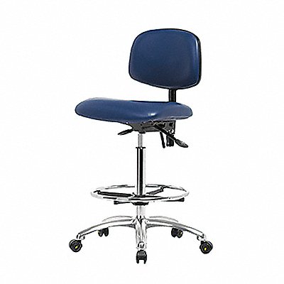 Vinyl ESD Chair High FR Casters Blue MPN:BR-ESD-VHBCH-CR-T0-A0-CF-EC-ESDBLU