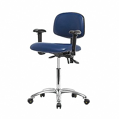 Vinyl ESD Chair Med Arms Cstrs Blue MPN:BR-ESD-VMBCH-CR-T0-A1-NF-EC-ESDBLU