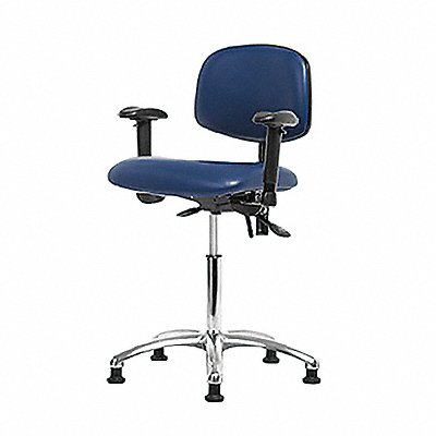 Vinyl ESD Chair Med Arms Glides Blue MPN:BR-ESD-VMBCH-CR-T0-A1-NF-EG-ESDBLU