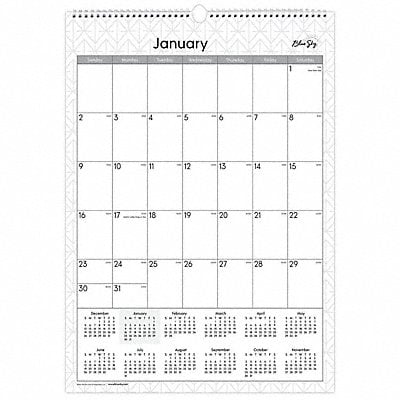 Wall Calendar 12 x 17 1 Month per Page MPN:BLS117373