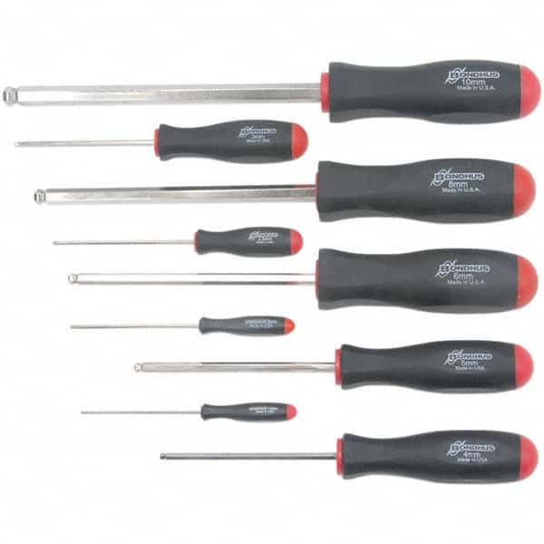 Hex Driver Sets, Ball End: Yes, Size Range (Inch): 1.5 - 10, Number of Pieces: 9, Includes: 1.5, 2, 2.5, 3, 4, 5, 6, 8, 10 mm Screwdrivers MPN:16699