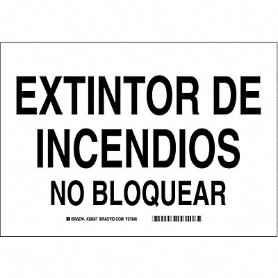 Fire Extinguisher Sign Spanish 14X10 MPN:39047