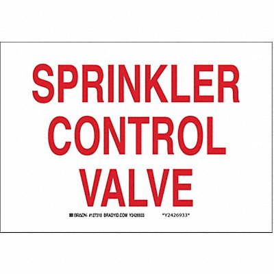 Fire Sprinkler Control Valve Sign R/WHT MPN:41254