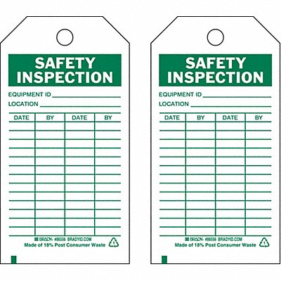 Safety Inspection Tag 5-3/4 x 3 In PK10 MPN:86556