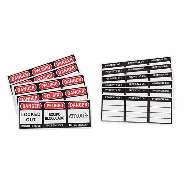 Label Maker Label: Black & Red on White, Vinyl, 6 per Roll MPN:51379