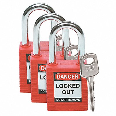 Lockout Padlock KA Red 1-3/4 H PK3 MPN:105886