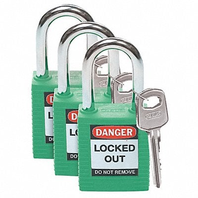 Lockout Padlock KA Green 1-3/4 H PK3 MPN:105889