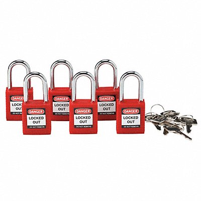 H1699 Lockout Padlock KA Red 1-3/4 H PK6 MPN:105890