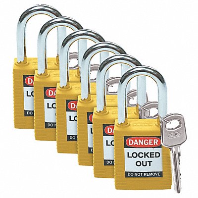 H1699 Lockout Padlock KA Yellow 1-3/4 H PK6 MPN:105892