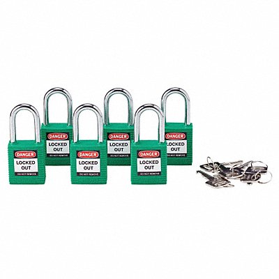 H1699 Lockout Padlock KA Green 1-3/4 H PK6 MPN:105893