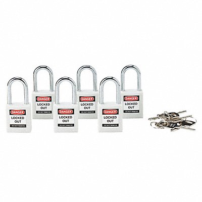 Lockout Padlock KD White 1-3/4 H PK6 MPN:118925