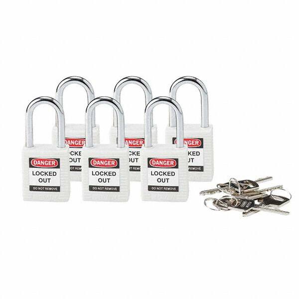 Lockout Padlock: Keyed Different, Key Retaining, Nylon, Nylon Shackle, White MPN:118925