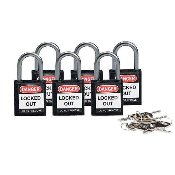 Lockout Padlock: Keyed Different, Key Retaining, Nylon, 1