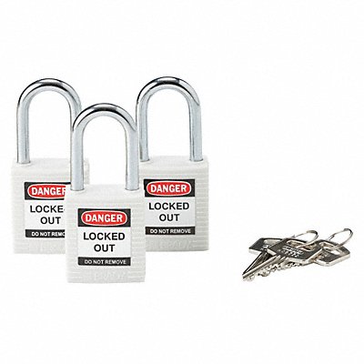 Lockout Padlock KA White 1-3/4 H PK3 MPN:118949