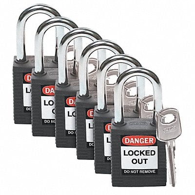 H1699 Lockout Padlock KA Black 1-3/4 H PK6 MPN:123271