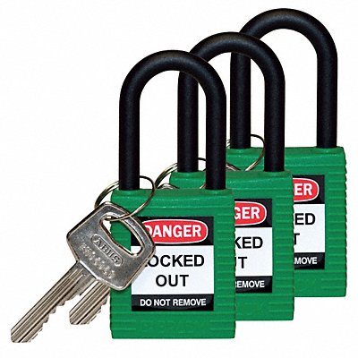 Lockout Padlock KA Green 1-3/4 H PK3 MPN:123335