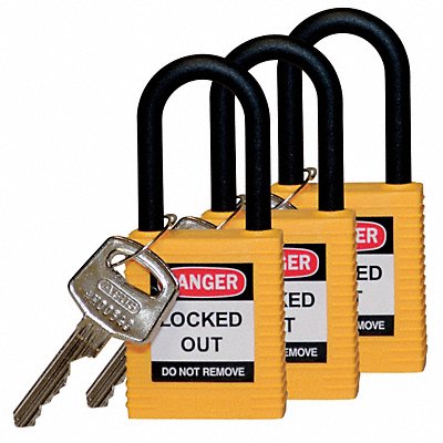 Lockout Padlock KA Yellow 1-3/4 H PK3 MPN:123336