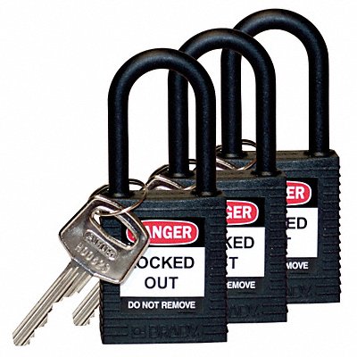 Lockout Padlock KA Black 1-3/4 H PK3 MPN:123338