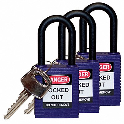 Lockout Padlock KA Purple 1-3/4 H PK3 MPN:123340