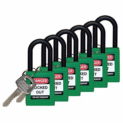 H1705 Lockout Padlock KD Green 1-3/4 H PK6 MPN:123353