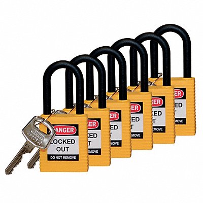 H1705 Lockout Padlock KD Yellow 1-3/4 H PK6 MPN:123354