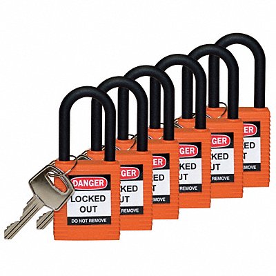 H1705 Lockout Padlock KD Orange 1-3/4 H PK6 MPN:123355