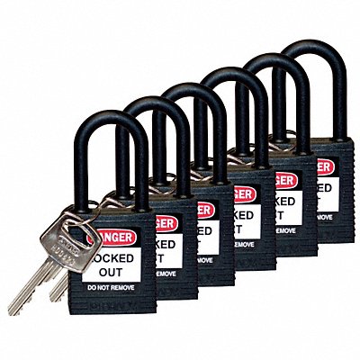 H1705 Lockout Padlock KD Black 1-3/4 H PK6 MPN:123356