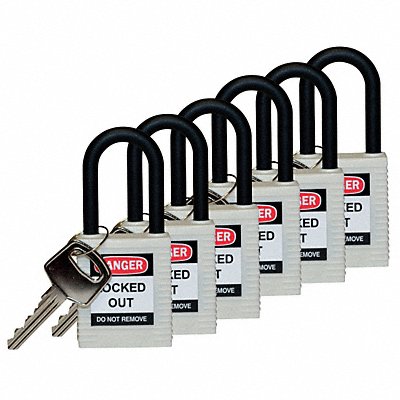 H1705 Lockout Padlock KD White 1-3/4 H PK6 MPN:123359