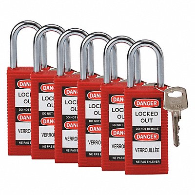 Lockout Padlock KD Red 3 H PK6 MPN:123396