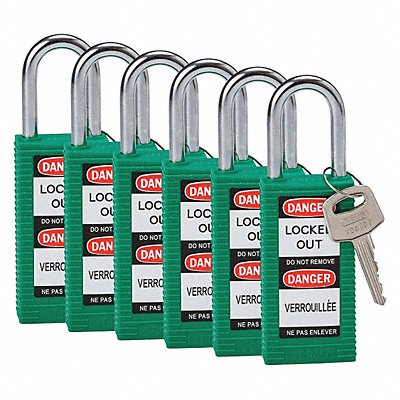 Lockout Padlock KD Green 3 H PK6 MPN:123398