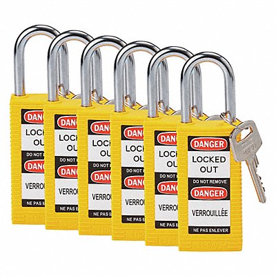 Lockout Padlock KD Yellow 3 H PK6 MPN:123399