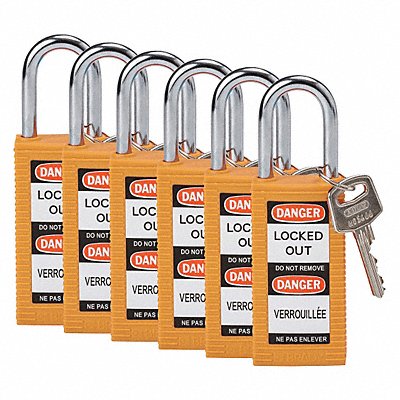 Lockout Padlock KD Orange 3 H PK6 MPN:123400