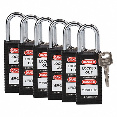 Lockout Padlock KD Black 3 H PK6 MPN:123401