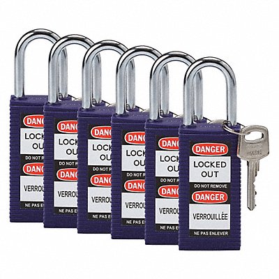 Lockout Padlock KD Purple 3 H PK6 MPN:123403