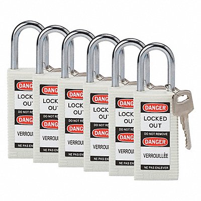 Lockout Padlock KD White 3 H PK6 MPN:123404