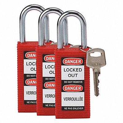 Lockout Padlock KA Red 3 H PK3 MPN:123414