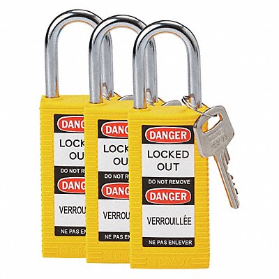 Lockout Padlock KA Yellow 3 H PK3 MPN:123417