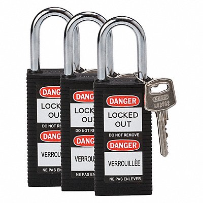 Lockout Padlock KA Black 3 H PK3 MPN:123419