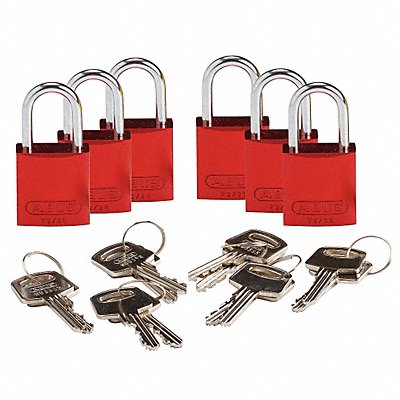 Lockout Padlock KD Red 1-7/16 H PK6 MPN:133261