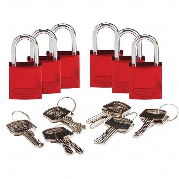 Lockout Padlock: Keyed Different, Key Retaining, Aluminum, 1