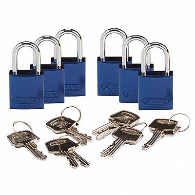 Lockout Padlock KD Blue 1-7/16 H PK6 MPN:133262