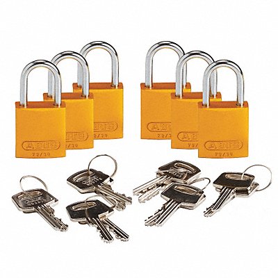 Lockout Padlock KD Yellow 1-7/16 H PK6 MPN:133264