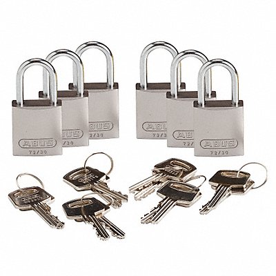 Lockout Padlock KD Silver 1-7/16 H PK6 MPN:133269