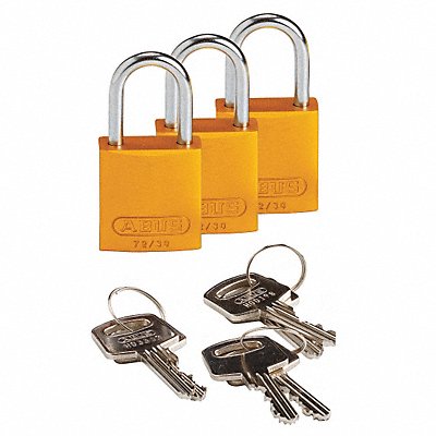 Lockout Padlock KA Yellow 1-7/16 H PK3 MPN:133282