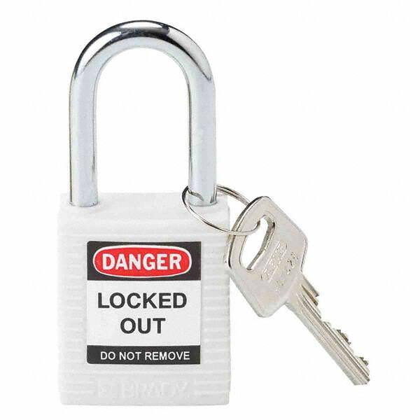 Lockout Padlock: Keyed Different, Key Retaining, Nylon, Nylon Shackle, White MPN:143123