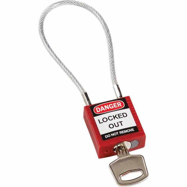 Lockout Padlock: Keyed Different, Key Retaining, Nylon, Steel Shackle, Red MPN:Y4180006